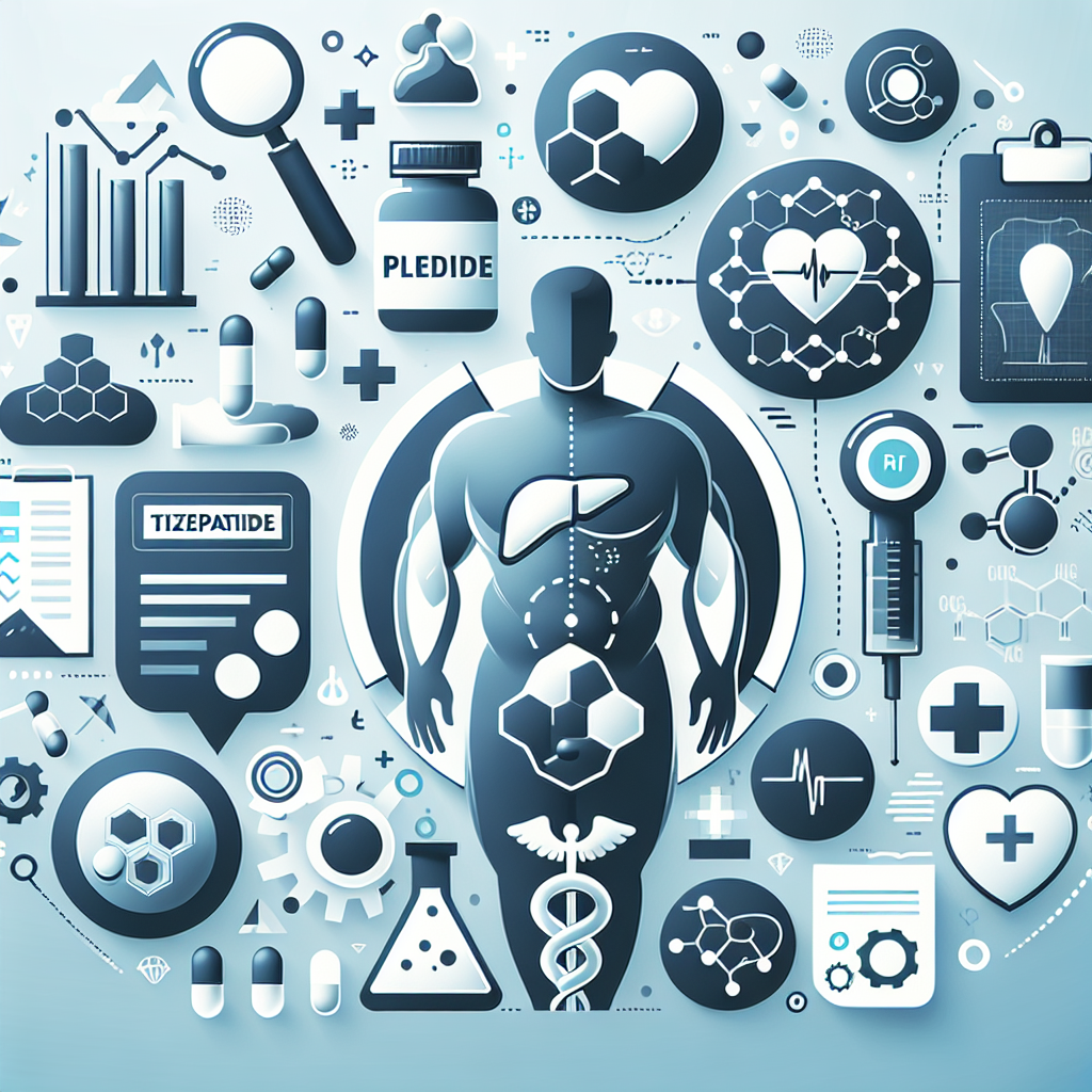 Concept illustration of tirzepatide as a dual GIP and GLP‑1 peptide agonist targeting obesity and metabolic disease